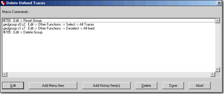 BAE Version 6.2: Layout Editor Dialog - Macro Command Definition