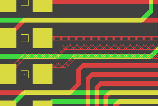 BAE Version 7.8: Layout Editor - Pattern Display Options for Fixed and Glued Elements